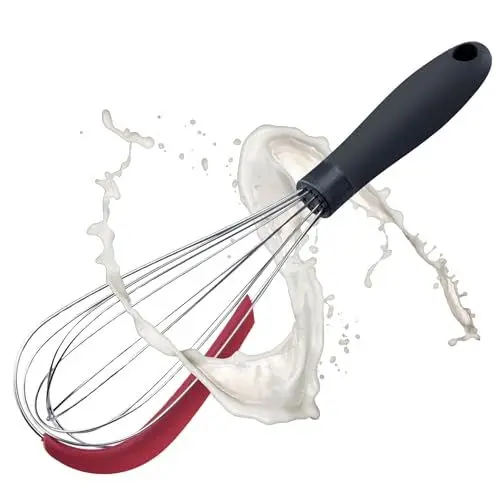 Produktbild: Westmark Schneebesen mit Schaber – Praktischer Rührbesen zum Vermengen von Teig und Soßen und anderen Speisen, ergonomischer Griff – Edelstahl, Silikon