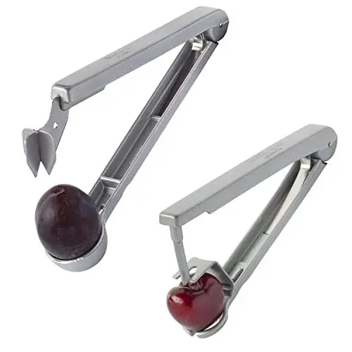 Produktbild: Westmark Set: 1 Kirschen- + 1 Pflaumenentsteiner für küchenfertig entsteinte Früchte, Aluminium, lebensmittelecht beschichtet, Edelstahlklinge, Kernex und Steinex, Silber, 401022E6