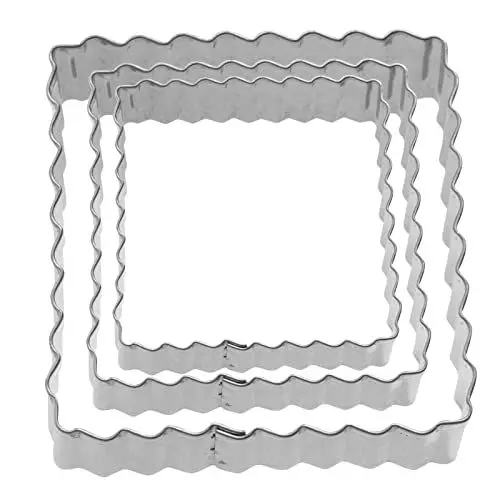 Produktbild: Westmark Terrassenkeks-Ausstechformen-Set Quadrat, Gewellte Kanten, 3-teilig, Größen: ø 4,5,6 cm, Rostfreier Edelstahl, Quadrat gewellt, Silber, 35272291