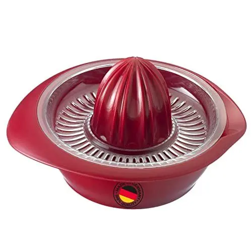 Produktbild: Westmark Zitronen-/Zitruspresse mit Behälter, Durchmesser: 18,7 cm, Fassungsvermögen: 350 ml, Kunststoff, Limetta, Rot, 3091227R