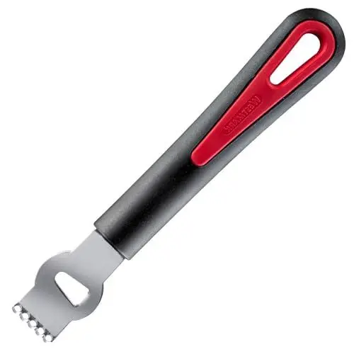 Produktbild: Westmark Zitronenschaber/Zestenreißer mit Kanneliermesser, Länge: 16,5 cm, Rostfreier Edelstahl/Kunststoff, Gallant, Schwarz/Rot, 29302270