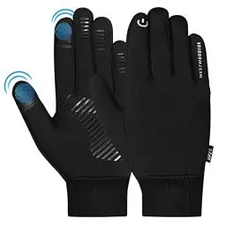 Produktbild: WESTWOOD FOX Winter Fahrradhandschuhe Touchscreen Handschuhe Winddicht Herren Damen Thermo rutschfeste Laufhandschuhe Warmes Fleecefutter für Wandern Fahren Klettern Reiten Skifahren (Schwarz, S)