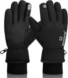 Produktbild: WESTWOOD FOX wasserdichte Winterhandschuhe für Männer & Frauen, Winddichte, warme Skihandschuhe, Touchscreen, Anti-Rutsch-Griff-Handschuhe für Radfahren, Snowboarden, Wandern, Laufen (SCHWARZ, L)