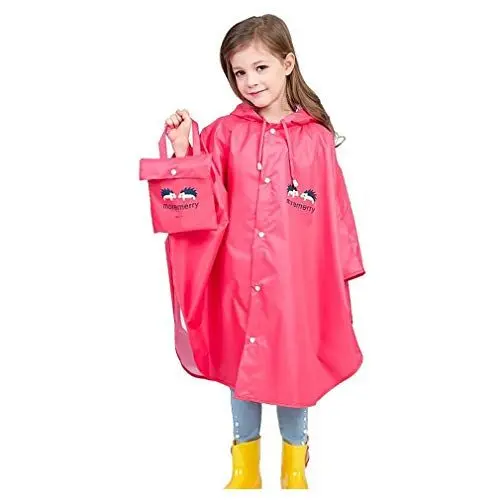 Produktbild: Wetry Kinder Regenponcho Mädchen Jungen Regencape Wasserdicht Atmungsaktiv 100% Regendichter Regenmantel Unisex für Kleinkinder und Jugendliche Regenjacke mit Kapuze für 75-175cm