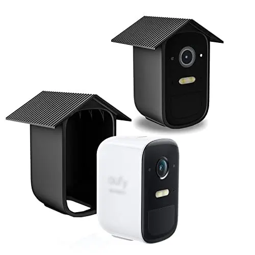 Produktbild: Wetterfeste Silikonhülle für eufyCam 2C / 2C Pro, 2 Stück Outdoor Home Security-Kamerasystem Überwachungskamera Silikonbezüge Haut - Wasserdichtes Silikon Kamera Schutz Schwarz