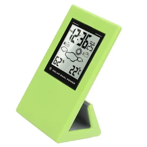 Produktbild: Wetterstation, LCD-Display, Kleine Digitaluhr, Digitaluhr mit Temperatur- und Luftfeuchtigkeits-Wetterstationen für Zuhause, Schule, Büro (Green)