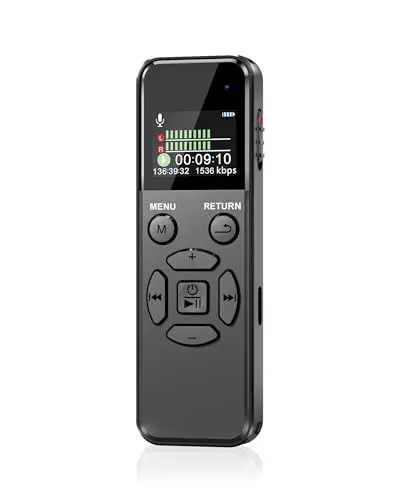 Produktbild: Wevoor 128GB Diktiergerät Digital, 1536kbps Stimmenaktivierung Diktiergerät mit 576 Stunden Aufnahmekapazität, Wiederaufladbarer Aufnahmegerät mit USB-C für Vorträge Besprechungen Interviews