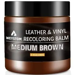 Produktbild: WEYSTOM Leder Recoloring Balm – Mittelbraunes Leder-Reparatur-Set für Möbel, Lederfarbe, Recolor, Renew, Repair & Restore Alged, Faded, Cracked, Peeling und Scuffed Leder