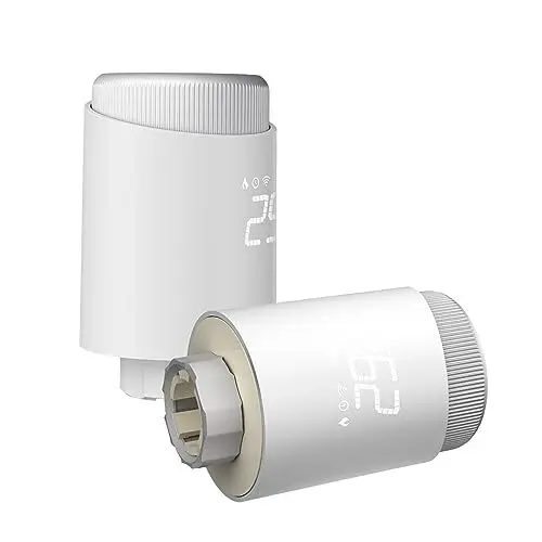Produktbild: Weytoll Smartes Heizkörperthermostat, Handy-Fernbedienung Heizungsthermostat, Stimmenkontrolle, Smart Zigbee Thermostat zum Strom sparen, Automatische Temperaturanpassung -10~10°C, mit Kindersicherung