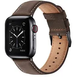 Produktbild: WFEAGL Lederarmband Kompatibel mit Apple Watch Armband 49mm 44mm 45mm 42mm 46mm,Echtes Lederband Ersatzarmband Herren Damen armbands für iWatch Series Ultra SE 10 9 8 7 6 5 4 3 2 1,Kaffee Braun
