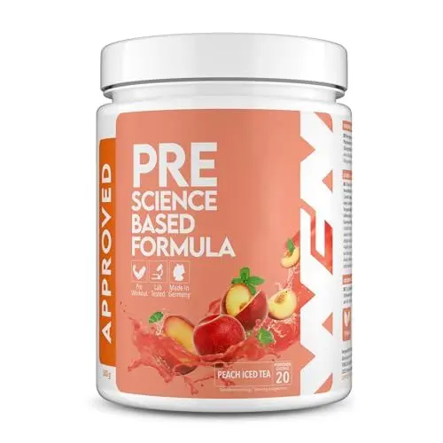Produktbild: WFN Approved Pre - Pre Workout Booster - Peach Iced Tea - 500g - 20 Portionen - Hochdosierter Trainingsbooster mit Citrullin, Arginin, Koffein, Elektrolyten - Produziert & laborgeprüft in Deutschland