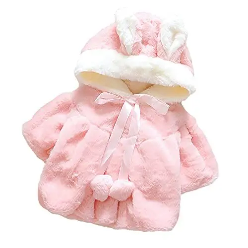 Produktbild: WFRAU Baby Mantel übergangsmantel Mädchen Kinder Kapuze Jacke Hasenohre Übergangsjacke Mädchen Wasserdicht Wintermantel Baby Fleecejacke Kinder Mädchen Wandern Kapuzenjacke Neugeborenen Kleidung
