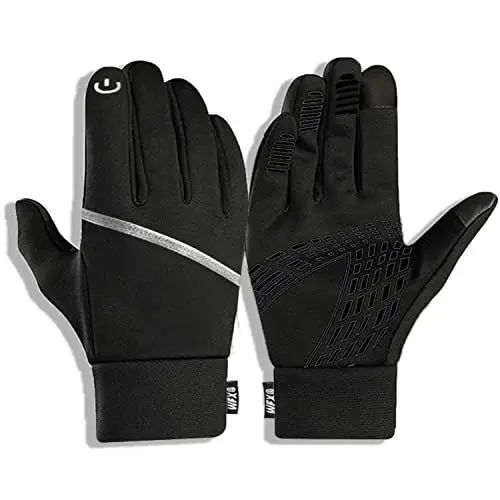 Produktbild: WFX Thermo-Winterhandschuhe für Kinder, Touchscreen, rutschfest, dick, warm, winddicht, Fahrradhandschuhe für Jungen und Mädchen, Größe 6–12, zum Laufen, Outdoor, Fußball, Sport, S, SCHWARZ
