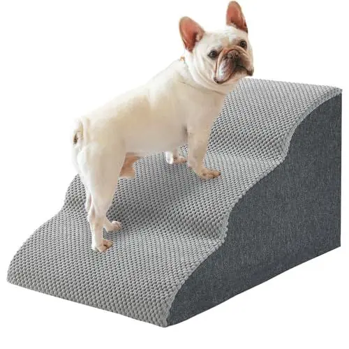 Produktbild: WGYTECH Hundetreppe Für Kleine Hunde 3 Stufen Haustiertreppe Katzentreppe für Sofa Bett Waschbar&rutschfest Abnehmbarer Bezug Hunderampe für Couch für Hunde und Katzen
