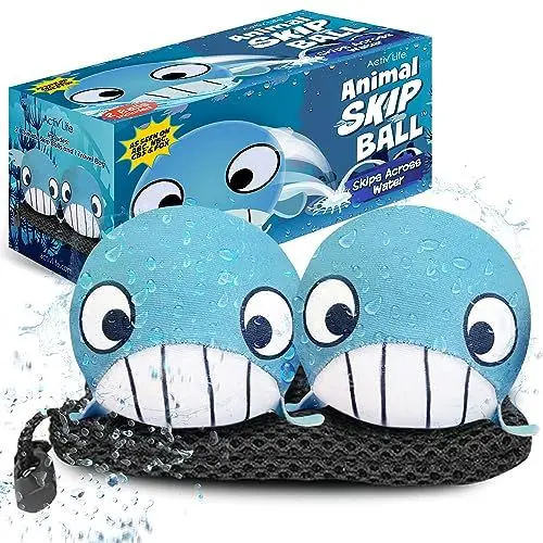 Produktbild: Whale Skip Balls – Outdoor-Spiele für Kinder, Kleinkindspielzeug, Baby-Badespielzeug für Kleinkinder, 3–4 Jahre, Junge, Mädchen, Geschenke für Sohn, Tochter, Poolspielzeug für Kinder, 3–10 Jahre