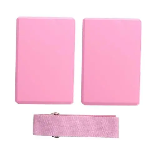 Produktbild: WHAMVOX 1 Satz Yoga Block Spannband Yoga-Trainingsgerät Pilates-Gurt Yogablock mit hoher Dichte Yoga-Kit für Frauen gymnastikband Turnen zubehör Yoga-Zugband Yoga-Hilfszubehör Eva Rosa