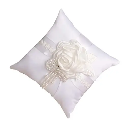 Produktbild: WHAMVOX Hochzeitskissen Realistische Rose Brautkissen Blumenkissen Hochzeitsdeko Weißes Sentimentales Andenken für Paare