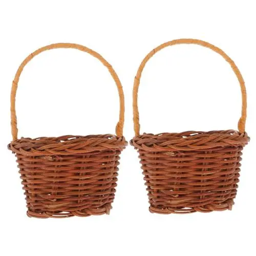 Produktbild: WHAMVOX 2 Stück Mini Blumenkörbe Geflochten Mini Korb Deko Mini Körbe Bulk Desktop Mini Korb Kleine Körbe Für Ostern Miniatur Korb Dekoration Kleine Geflochtene Körbe
