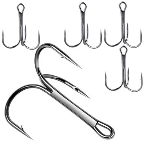 Produktbild: WHAMVOX 12-größe Metall Angelhaken Vielseitige Drillinge Für Flüsse Seen Outdoor-zubehör
