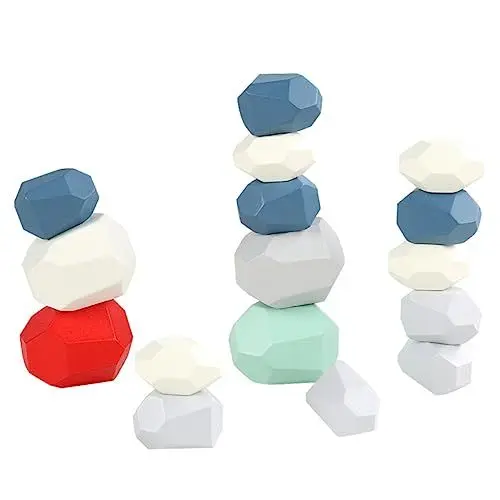 Produktbild: WHAMVOX Bunte Kinder Holzsteine Lernspielzeug Set 16 Stück Für Kreative Spiele Im Freien Und Drinnen Ideal Für Garten Und Spielesammlung Für Jungen Und ädchen Ab 3 Jahren
