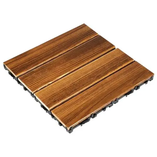 Produktbild: WHAMVOX Holzboden Terrassenfliesen Bodenfliesen Für Terrassen Balkonfliesen Aus Holz Decksfliesen Ineinandergreifend Im Freien Holz Terrassenfliese Deckfliese Pinus Sylvestris