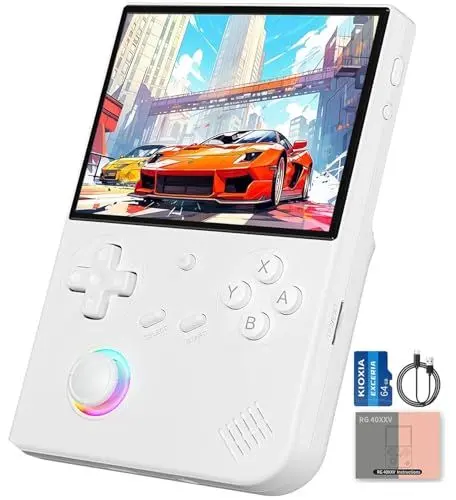 Produktbild: Whatsko RG40XXV Handheld Spielkonsole,Retro Console 64G TF Card 5500+ Spielen,RGB Joystick-Beleuchtung 4 Inch IPS Screen,RG40XX V Support 5G WiFi Bluetooth 4.2 und HDMI TV-Ausgang(Weiß)
