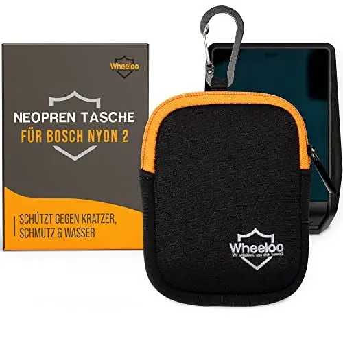 Produktbild: Wheeloo Displayschutz Tasche für Bosch Nyon 2 I Schutzhülle aus Kunstleder oder Neopren I Transportschutz für Bosch Ebike Display I Schutztasche mit Karabiner
