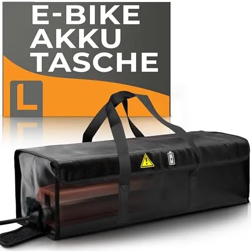 Produktbild: Wheeloo Ebike Akku Tasche bis 49 cm I sicher Laden Dank Kabeldurchführung I Batterie Sicherheitstasche in Zwei Größen I für Lagerung, Transport, Aufladung