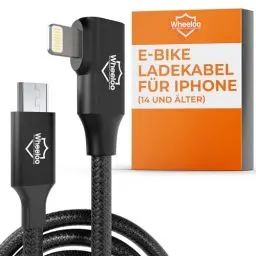 Produktbild: Wheeloo Ebike Ladekabel für iPhone I für alle Fahrradcomputer zB. Bosch, Yamaha, Impulse, BH Bikes E-Bike Display I Micro USB auf Lightning Stecker I Mikro USB Kabel mit OTG Funktion I Navigation