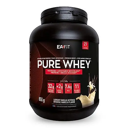 Produktbild: Whey Protein Pulver Vanille | 850g | Premium Molkenproteine für Muskelaufbau | Protein Isolate | Eiweißpulver | Proteinpräparate | EAFIT