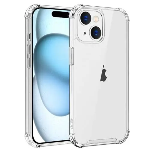 Produktbild: Whioltl Hülle für iPhone 15 Plus, Durchsichtige Kratzfest Stoßfest Handyhülle, Ultra Transparent Bumper Weiche Clear Case Cover, Silikon Handyhülle, (Militärischer Fallschutz) (Nicht Vergilbend)