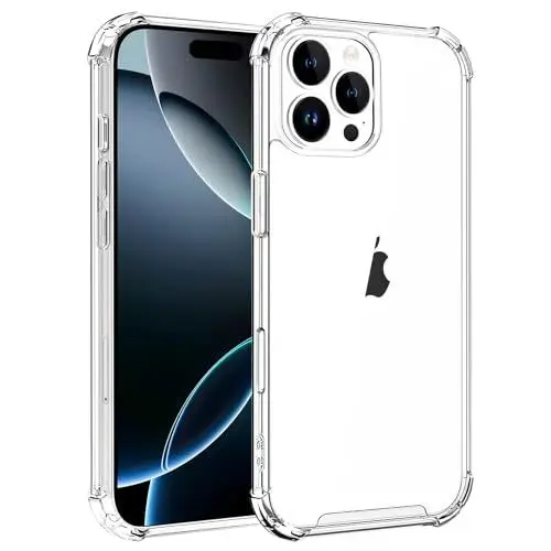 Produktbild: Whioltl Hülle für iPhone 16 Pro 6,3 Zoll, Durchsichtige Kratzfest Stoßfest Handyhülle mit Luftkissenecken, Transparent Schutzhülle, Clear Bumper Case, Militärischer Fallschutz, Nicht Vergilbend, Klar