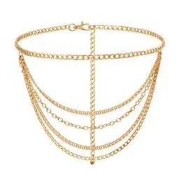 Produktbild: WHIPPY Taillenkette Damen Metall Gürtel Gold Mehrschichtiger Verstellbarer Taillen Gürtel Kettengürtel für Jeans Kleider,Gold 150cm