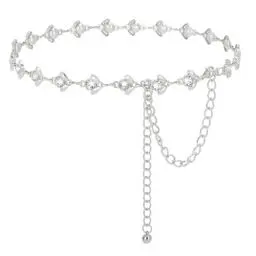 Produktbild: WHIPPY Taillenkette Damen Metall Gürtel Gold Mehrschichtiger Verstellbarer Taillen Gürtel Kettengürtel für Jeans Kleider,Silber 130cm