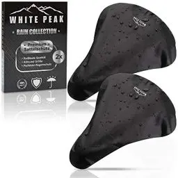 Produktbild: WHITE PEAK® 2er Set Sattelbezug in Universalgröße für jedes Fahrrad - Sattelschutz Wasserdicht - Fahrradsattel Regenschutz - Überzug Fahrradsattelschutz - Fahrradsattelbezug für wasserdichte Sattel