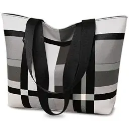 Produktbild: White Ze Damen Umhängetasche groß,Damen Handtaschen Wasserdicht PU-Leder Damentasche Weiche Einkaufstasche, Tragetaschen für Einkaufen, Arbeiten, Reisen, Täglicher Gebrauch (Weiss Schwarz)