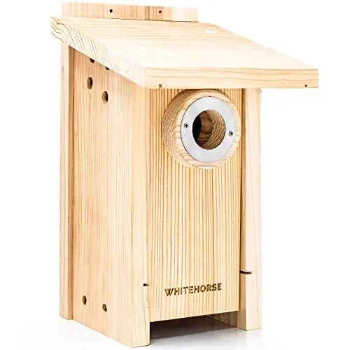 Produktbild: WHITEHORSE Premium-Vogelhaus und Nistkasten – wetterfestes Design – EIN Nistkasten aus Zedernholz – genießen Sie die Beobachtung von Vögeln und unterstützen Sie gleichzeitig europäische Arten
