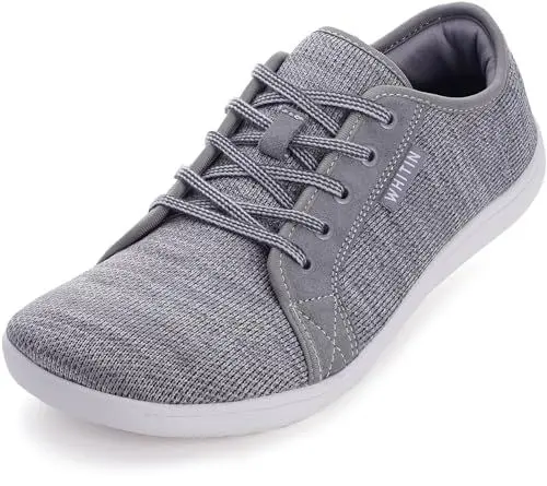 Produktbild: WHITIN Barfußschuhe Herren Barfussschuhe Barfuss Schuhe Breite Barfuß Sneaker Knit Barefoot Shoes Minimalistische Weit Zehenbox Zero Drop Sport Tief Grau 44 EU