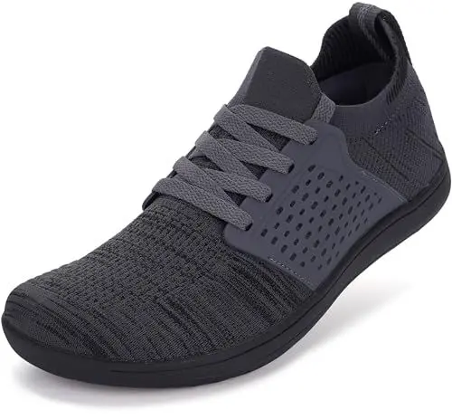 Produktbild: WHITIN Barfußschuhe Herren Damen Barfuß Barfuss Schuhe Breite Weit Barfussschuhe Knit Barefoot Shoes Men Sneaker Turnschuhe Trail Laufschuhe Outdoor Grau 44 EU