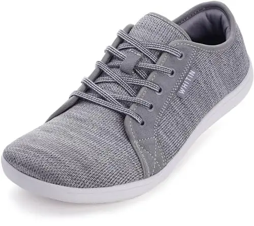 Produktbild: WHITIN Barfußschuhe Herren Barfussschuhe Barfuss Schuhe Breite Barfuß Sneaker Knit Barefoot Shoes Minimalschuhe Traillaufschuhe Fitnessschuhe Tief Grau 43 EU
