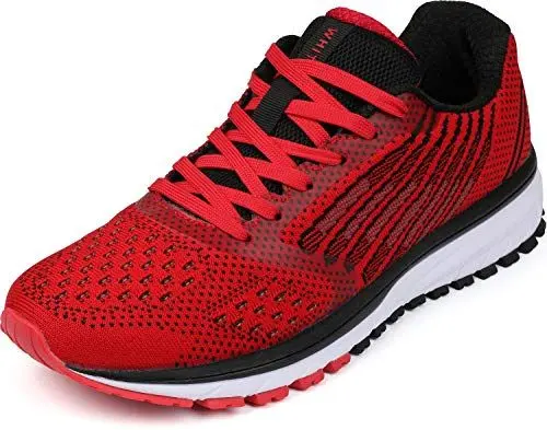Produktbild: WHITIN Herren Sneakers Damen Turnschuhe Laufschuhe Joggingschuhe Frauen Walkingschuhe Hallenschuhe rutschfest Joggingschuhe Sportschuhe Fitness Schuhe Rot Größe 41