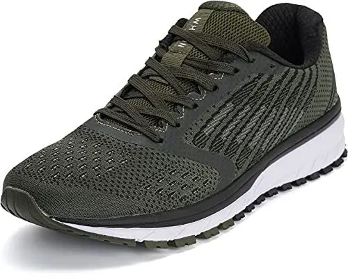 Produktbild: WHITIN Unisex Sportschuhe Damen Herren Turnschuhe Laufschuhe Sneakers Männer Walkingschuhe Modisch Bequem Joggingschuhe Fitness Schuhe Armee Grün Größe 42