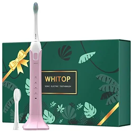 Produktbild: WHITOP CD-10 Elektrische Zahnbürste für Erwachsene, 4 Modi, Drucksensor, IPX8, wasserdicht, intelligenter Timer, kabelloses Aufladen, wiederaufladbare Ultraschallzahnbürste