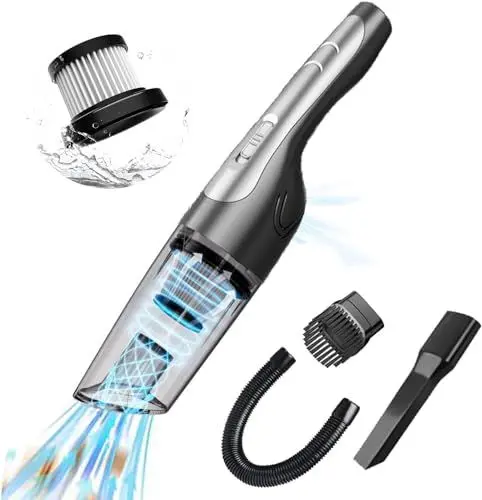 Produktbild: WHJC Auto-Staubsauger, Akku Handstaubsauger Kabellos, 120W 12000 Pa Mini Staubsauger Auto, Wiederaufladbarer Handstaubsauger für Auto, Haus, Küche, Tierhaare