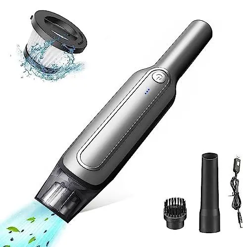 Produktbild: WHJC Handstaubsauger Akku, Auto Drahtloser Staubsauger Stark, Ultraleichter, Langer Laufzeitstaubsauger mit USB, Autosauger für Zuhause, Küche, Haustierhaar