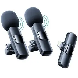 Produktbild: WHJC Lavalier Mikrofon Kabellos für iPhone/iPad, Plug-Play Lavalier Microphone Wireless Ansteckmikrofon, Rauschunterdrückung/Stummschaltung, für Live,Videoaufzeichnung,YouTube,Vlog