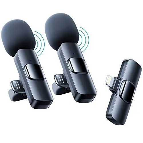 Produktbild: WHJC Lavalier Mikrofon Kabellos für iPhone/iPad, Plug-Play Lavalier Microphone Wireless Ansteckmikrofon, Rauschunterdrückung/Stummschaltung, für Live,Videoaufzeichnung,YouTube,Vlog