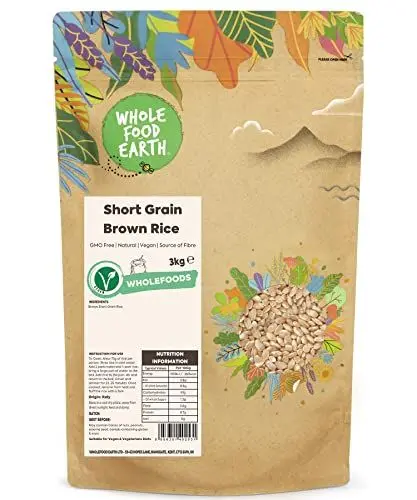 Produktbild: Wholefood Earth Kurzkornbrauner Reis - GMO frei - natürlich - vegan - milchfrei - ohne Zuckerzusatz, 3 kg