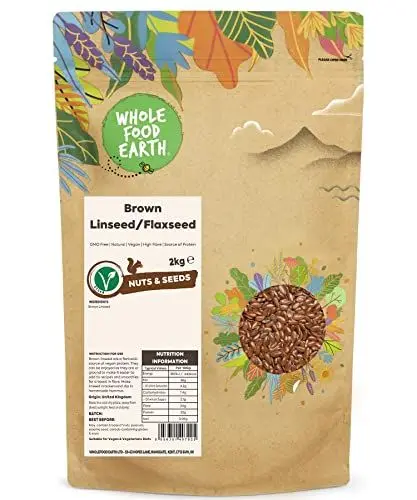 Produktbild: Wholefood Earth Leinsamen/Leinsamen braun - GMO frei - natürlich - vegan - milchfrei - ohne Zuckerzusatz, 2 kg