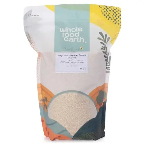 Produktbild: Wholefood Earth Organic Sesame Seeds Hulled 2kg Raw | GMO Free | Vegan | Certified Organic